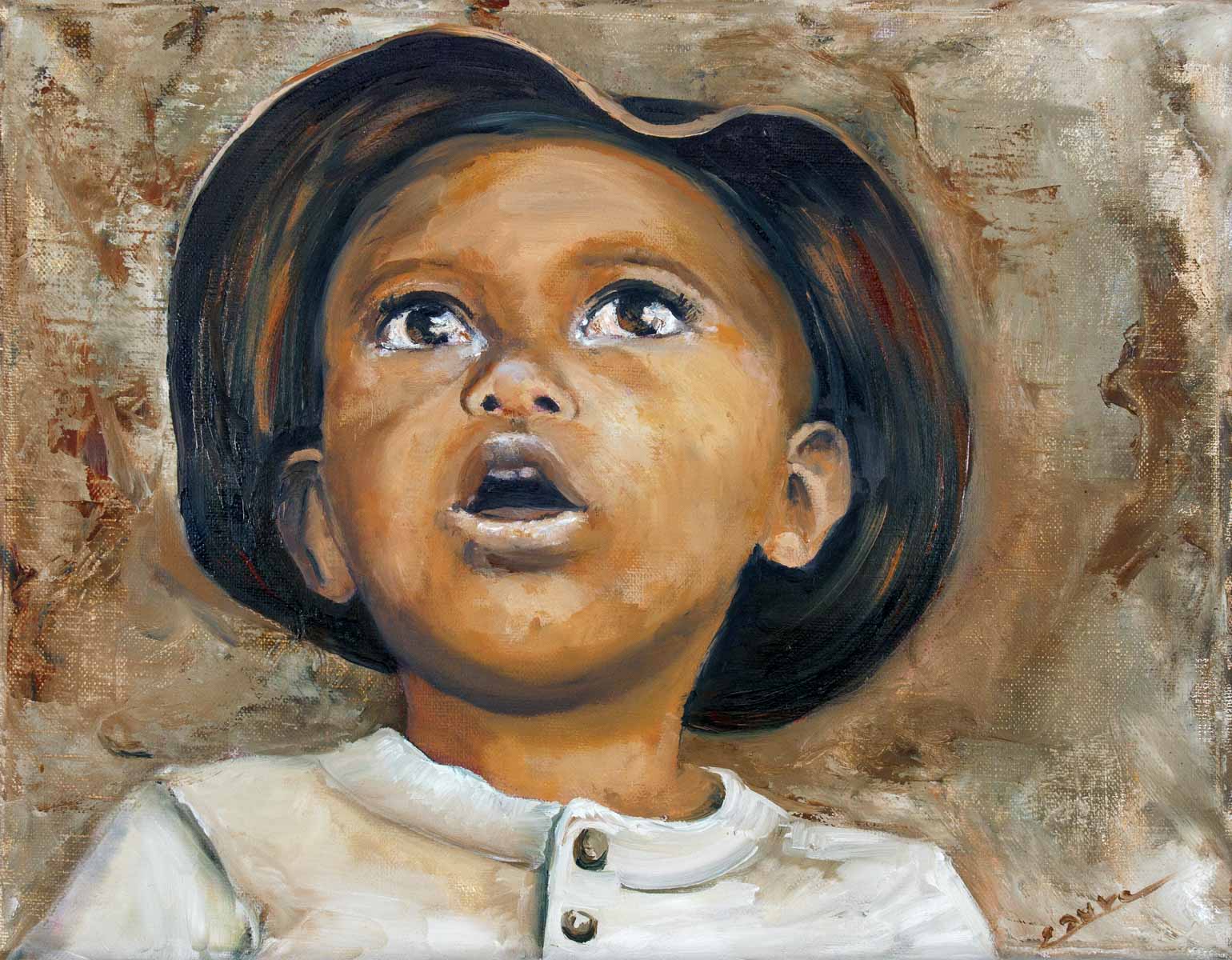 Peinture à l'huile sur toile de lin d'Isa Faure, scène de la vie africaine -55
