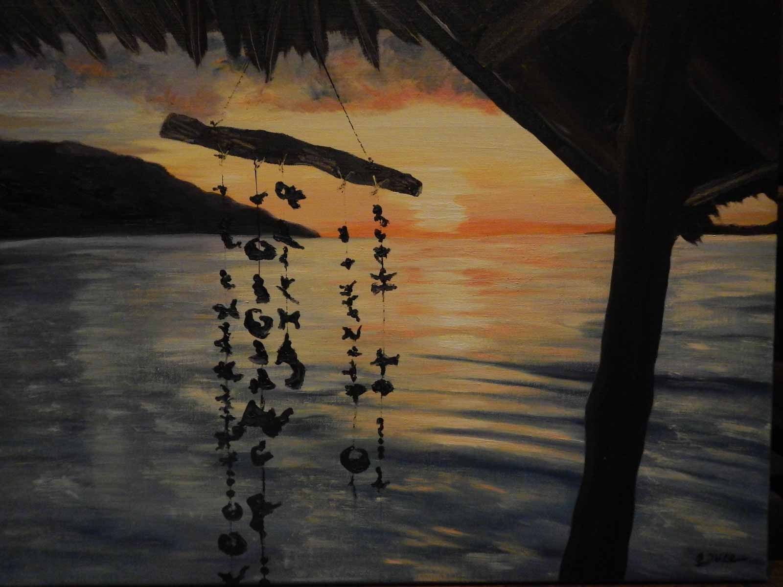Peinture à l'huile sur toile de lin d'Isa Faure, scène de la vie africaine -61
